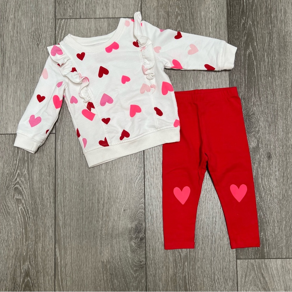 CAT AND JACK 2PC VALENTINES DAY LONG SLEEVE PULLOVER AND LEGGINGS 18MO